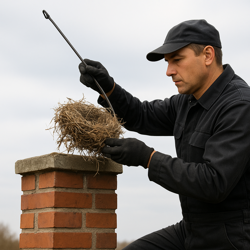 Usuwanie gniazd ptaków z kominów