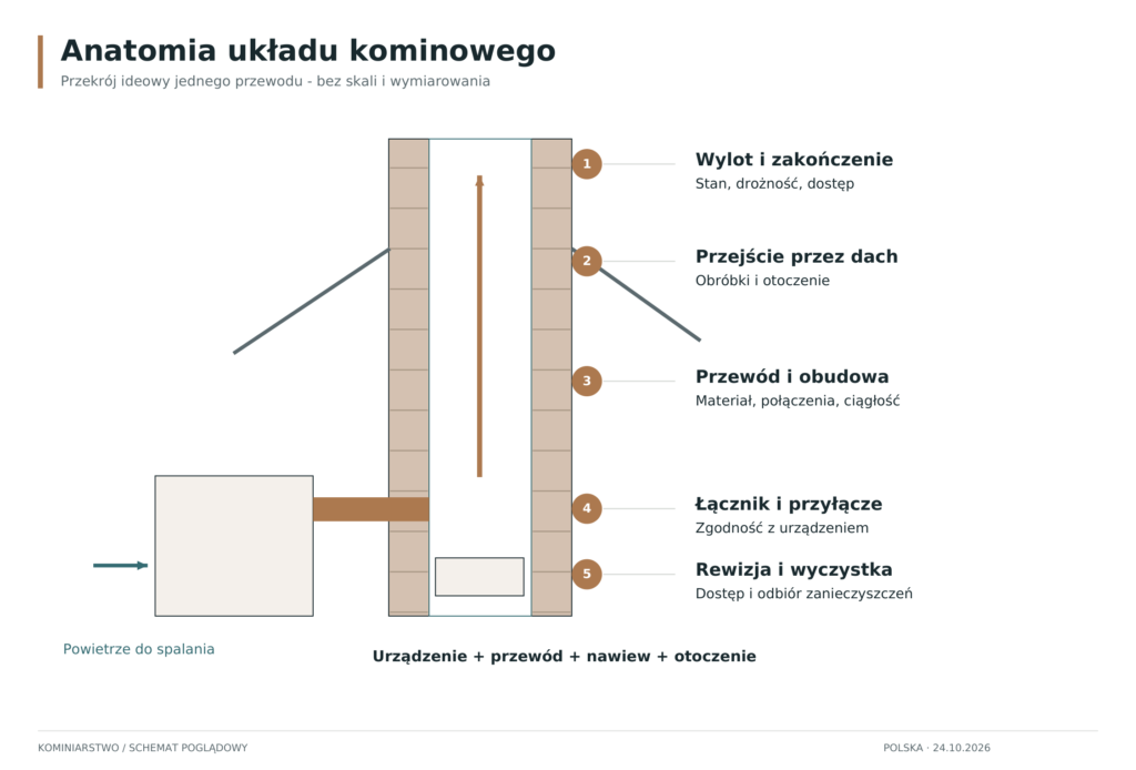 Schemat: Anatomia układu kominowego