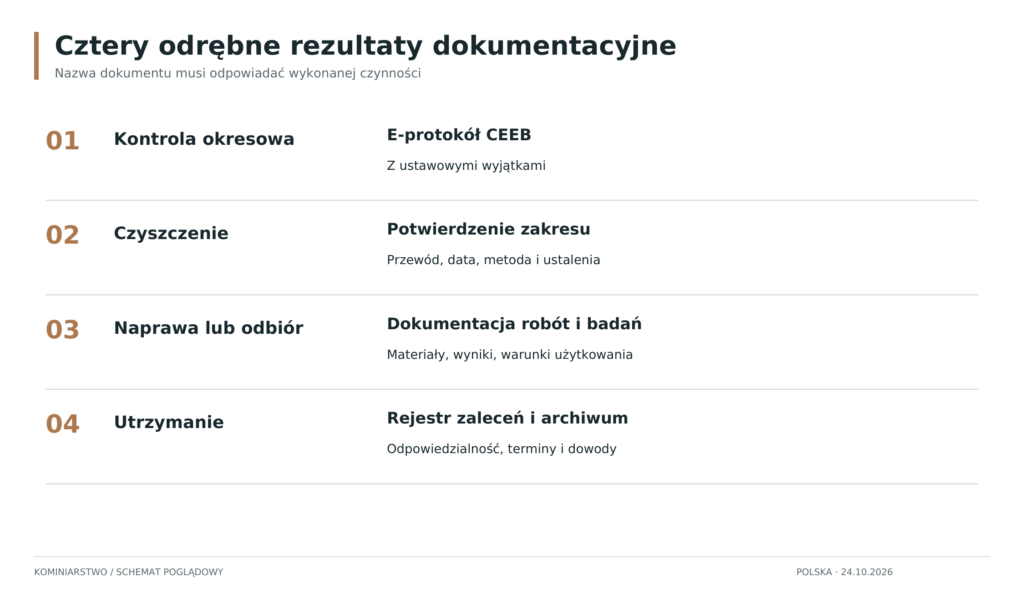 Schemat: Rodzaje dokumentacji kominiarskiej