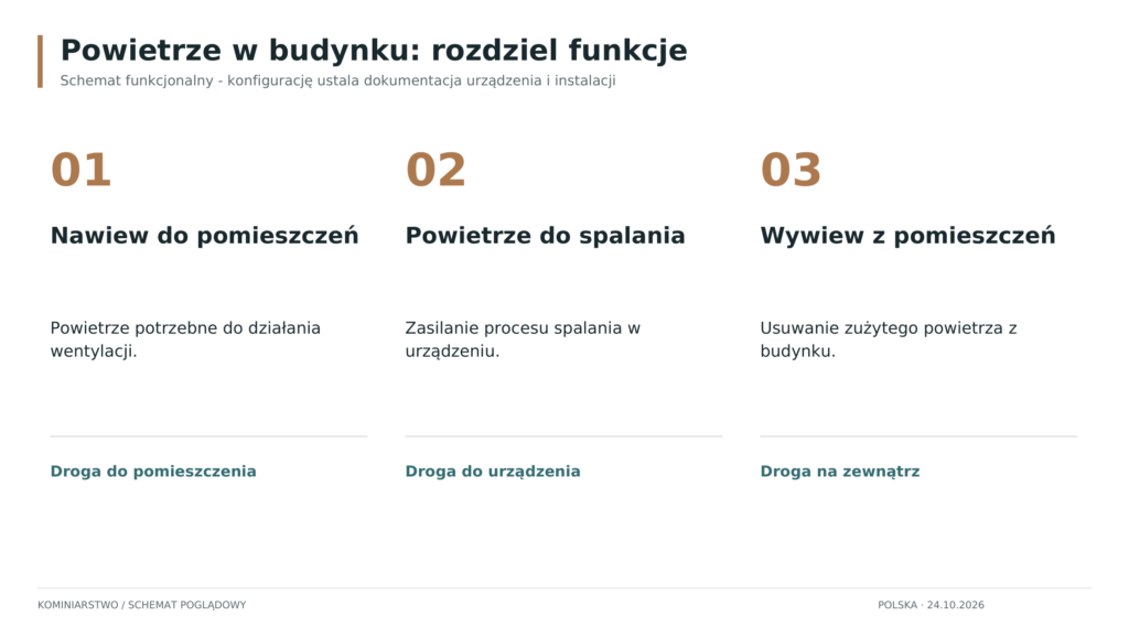Schemat: Funkcje przepływu powietrza w budynku